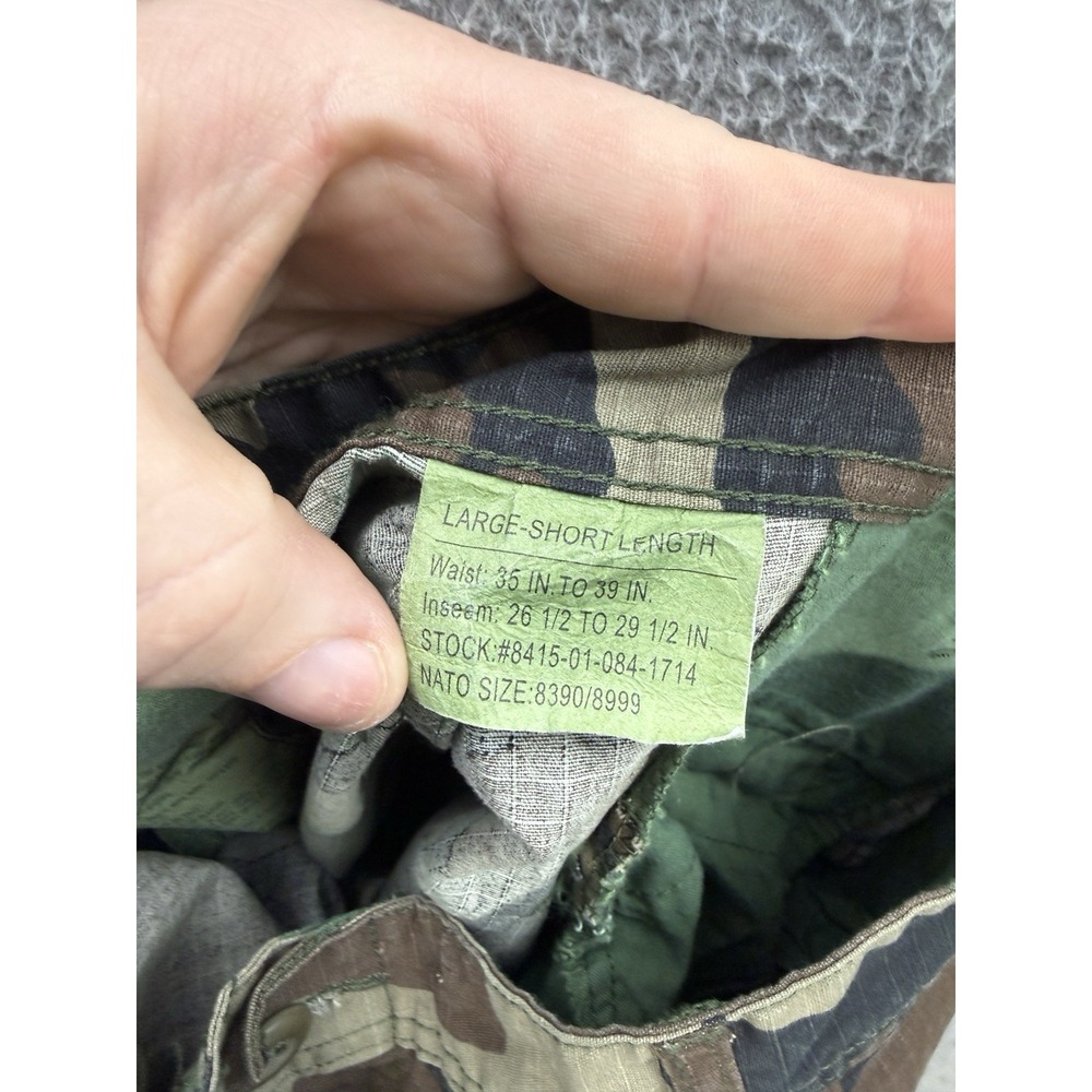 Vintage Military Pants Mens Large Short Camouflage Ripstop Cargo Woodland Camo - Picture 7 of 8